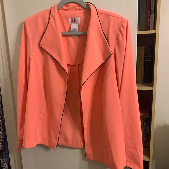 R&K Jackets & Blazers - R&K Coral Blazer with Black Trim